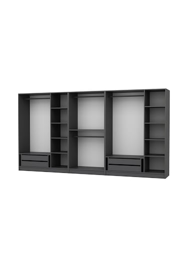 Kale 8 Kapaklı 4 Çekmeceli Dolap Antrasit Dore 210cm Çok Renkli