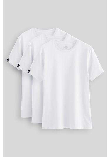 Tommylife Standart Fit Basic O Yaka 3lü Paket Beyaz Erkek T-shirt 87911 Beyaz