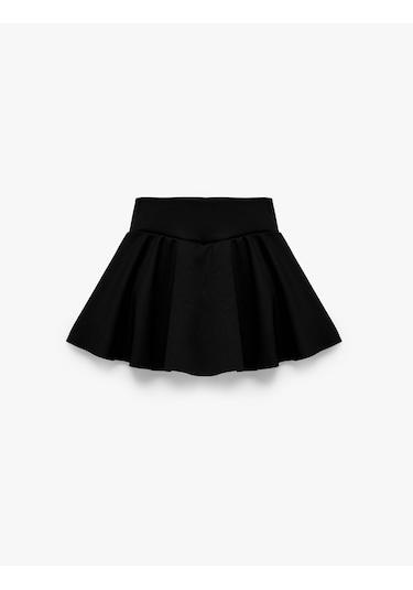 Koton Yüksek Bel Rahat Kalıp Scuba Mini Spor Şort Etek Siyah 6wak40027nk Siyah