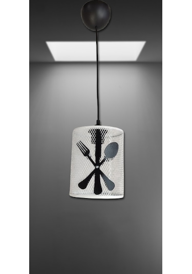 Kitchen Mutfak Tekli Beyaz Siyah Sarkıt Beyaz