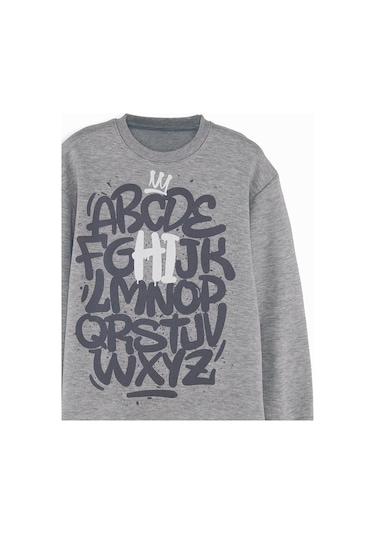 Denokids Harfler Erkek Çocuk Eşofman Takımı - Gri