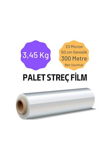 Palet Streç Film 23 Mikron 50 Cm X 300 Metre 3.45 Kg 1 Adet