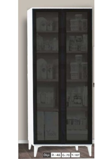 2 Kapılı Aynasız Camlı Reflekte Çok Amaçlı Beyaz Dolap