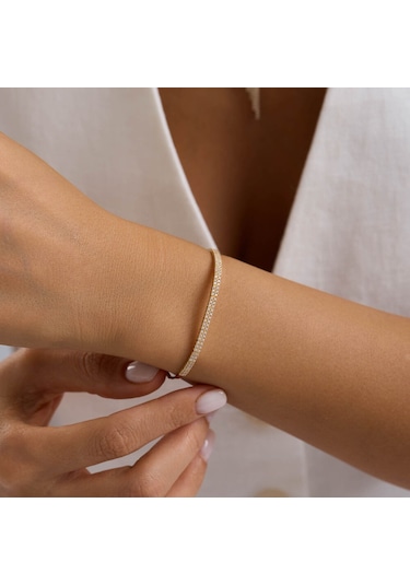 14 Ayar Su Yolu Set Sarı Altın İki Sıra T14338