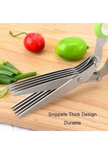 Pazly Cbtx 5 Katlı Sebze Makası, Ofis Parçalama Makası, Paslanmaz Çelik Yeşil Gri Gri - Yeşil