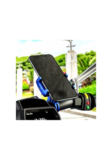 Kewig M7 Bisiklet 4 Pençeli Alüminyum Navigasyon Braketi Açık Bisiklet Cep Telefonu Tutucu Mavi Mavi