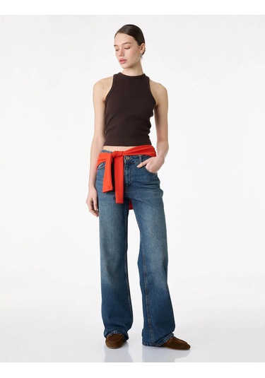 Koton Straight Fit Mavi Kadın Jean Pantolon 6sal40095md Mavi