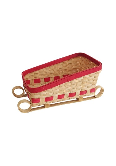 Noel Baba Kızak Atıştırmalık Konteyner Noel Dekorasyon Ekmek Sepeti Soruliyetçi Dokuma Sepet Atıştırmalık Meyve Dekorasyonu, 34x20x18cm Ahşap