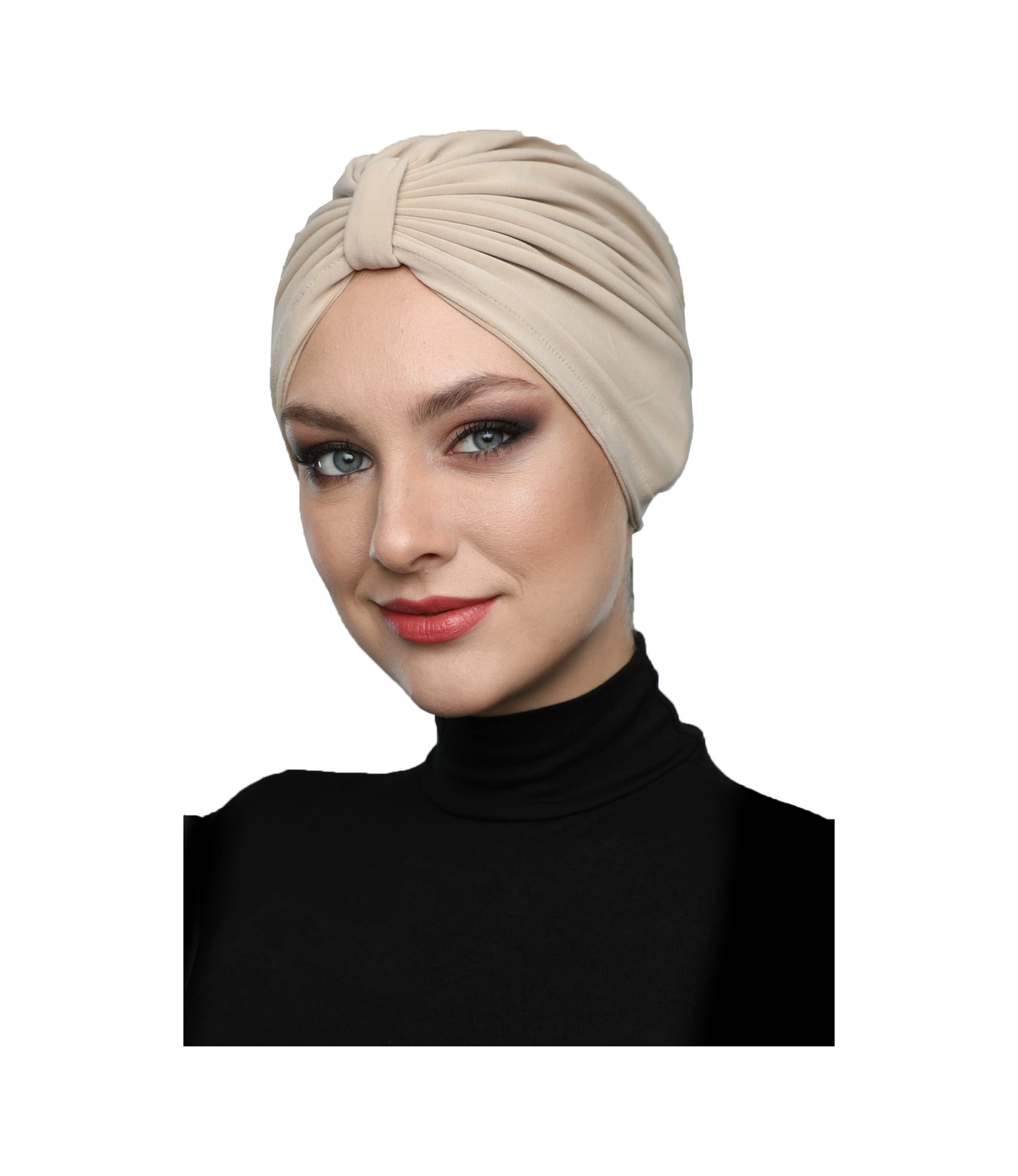 Kelebek Astarlı Bej Hazır Türban Tesettür Havuz Bonesi Bej