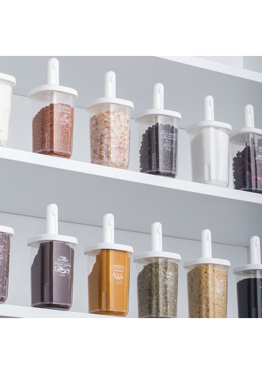 Porsima 1103 14lü Kaydırmalı Kaşıklı Kapaklı Baharatlık Seti Beya Beyaz