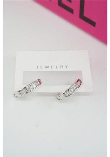 Byzeynaaksesuar Kadın Özel Tasarım Zirkon Taşlı 2'li Minimal Küpe 0012 Çok Renkli
