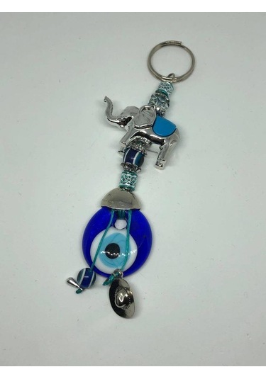 Nazar Boncuklu Anahtarlık - Renkli Fil Ve Nazar Boncuklu Anahtarlık