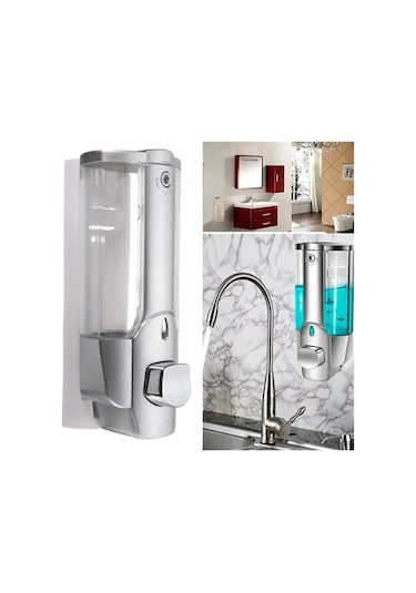2 Kafa Gümüş-1/2 Adet 350ml Duvara Monte Şampuanlık Sabun Temizleyici Banyo Duş Jeli Deterjan Losyon Pompası Eylem El Ve Ev İçin