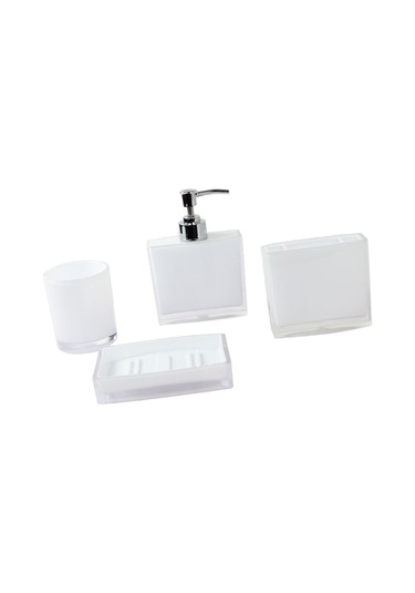 Suntek 4x Losyon Dispenser Bardak Diş Fırçası Tutucu Seti Beyaz
