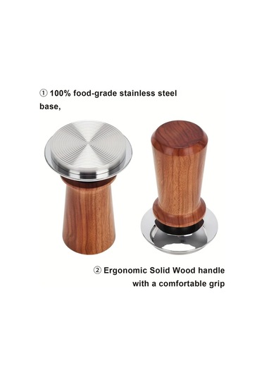 Motion003 58 Mm 51 53 58mm Espresso El Tampu Kalibreli Spring Yüklü Kahve Tampu Paslanmaz Çelik Dalga Tabanı 13 61kg Ahşap Sapak Barista Sınıfı Ahşap