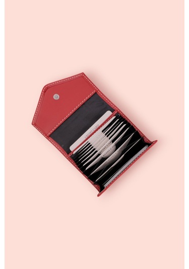 Modica Paris - Vegan Deri Akordiyon Kartlık Cüzdan Şıklık Ve Fonksiyonun Buluştuğu Kusursuz Tasarım Kırmızı