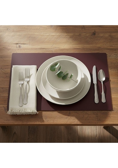 4+1 Adet Deri Amerikan Servis+runner Set 4 Amerikan Servis -1 Runner Bordo