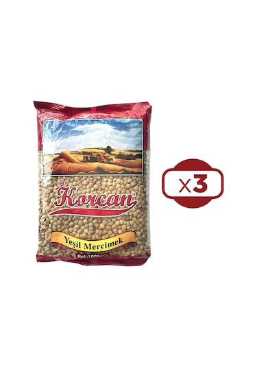 Korcan Yeşil Mercimek 3 x 1 KG