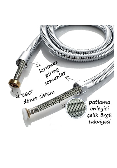 Yapıtaşı Yt283 Kartepe Banyo Duş Seti 3fonksiyonlu Beyaz - Krom