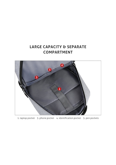 Neevoyu 17 İnç Usb Dışarıda Çıkışlı Oxford Kumaş Laptop Sırt Çantası - Büyük Kapasiteli İş & Seyahat Çantası Açık Gri Çok Renkli