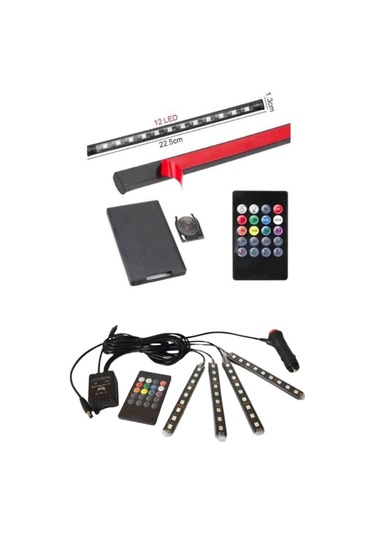 Kumanda Kontrollü Araç Led Şerit Çeşitli Renk