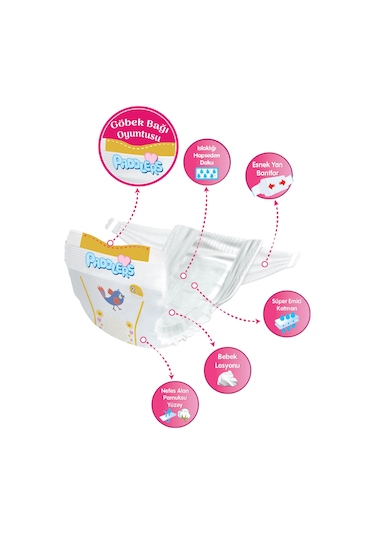 Paddlers Bebek Bezi 2 Numara Mini 44 Adet (3-6 Kg) Eko Paket