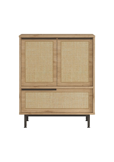 Lidya Ayakkabılık Çok Amaçlı Dolap 3 Kapaklı Metal Ayak Kahverengi