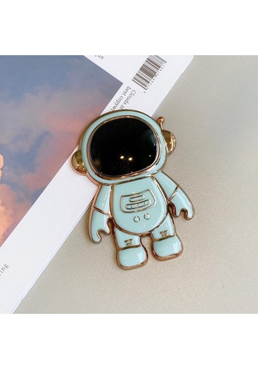 Açık Yeşil Evrensel Tutucu Sevimli 3d Astronot Kickstand Standı Masası Braketi Cep Telefonu Arka Durumda