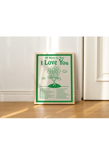 Seni Seviyorum Duvarı, Olumlu Olumlamalar, Yeşil, Retro Duvar Dekoru