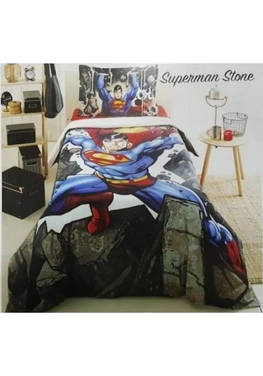 Özdilek Tek Kişilik Lisanslı Nevresim Takımı Superman Stone Mavi