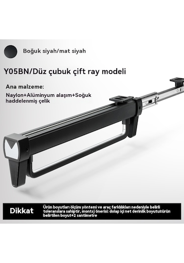 Gardırop Gardırop Çekmece Pantolon Askısı Teleskopik Sönümleme Sürgülü İtme-çekme Askısı Siyah