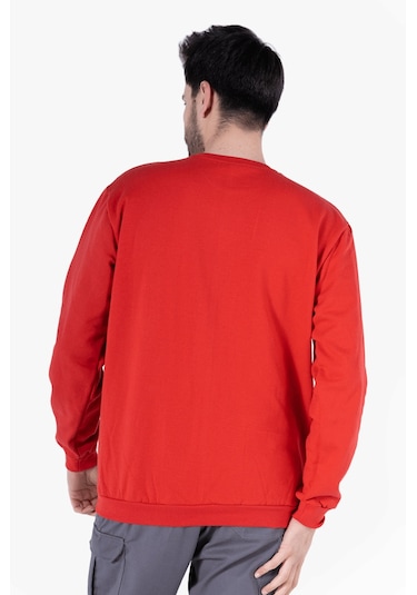 2 İplik Bisiklet Yaka Sweatshirt Kırmızı