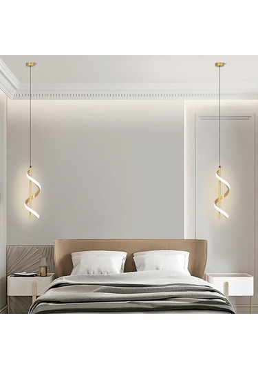 Opulentliving Altın Spiral Tavan Lambası - Mutfak Işıklı Aydınlatma - 3 Renk Beyaz+sıcak+doğal Altın