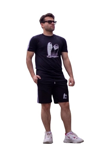 Pamuklu Rahat Yumuşak Dokulu Erkek Alt - Üst Şort Takım 23EEST0171