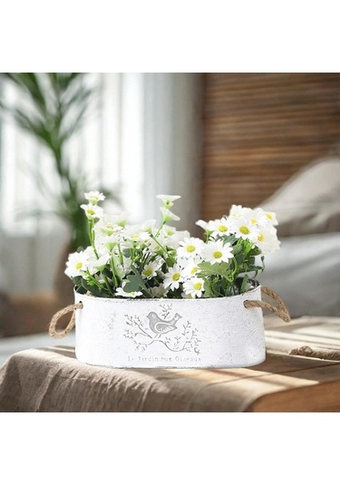 Pazly Vazo Suntek Saksuk Rustik Metal Çiçek Kovası Demir 24x13x9cm