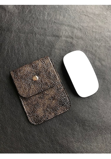 Magic Mouse Kılıfı Apple Uyumlu Hakiki Deri Çıtçıtlı Kapama Tablet Kılıfı