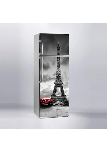 Buzdolabı Sticker Kaplama Dolap Kaplama Etiketi Paris Kırmızı Ara