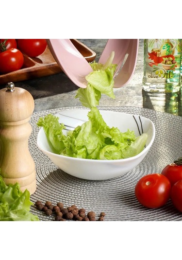 Daniks 6'lı Cam Seramik Salata Kasesi Seti 200634881 Beyaz