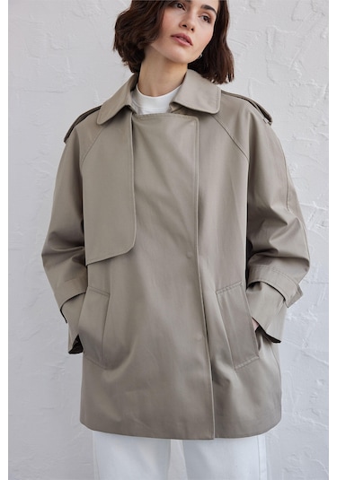 Oversıze Kısa Trençkot Çağla Çağla