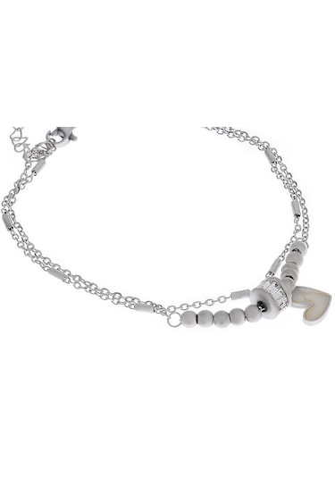 Kadın Kalp Ve Boncuk Detay İkili Halhal Gümüş