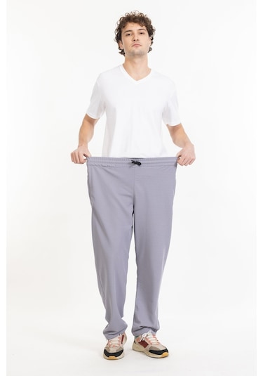 Büyük Beden Erkek Eşofman Altı Cepli Fermuarlı Blr-08- Gri