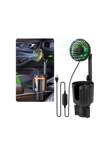 Araba Fan, Renkli Işıklu Araba Fan Kupası Tutucu, Usb Aracı Soğutma Hava Fan