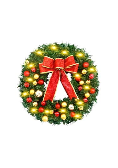 10ft 20led Dize Işık Yaylı Noel Çelenk Düğüm Topları 30cm Dize Işıklı