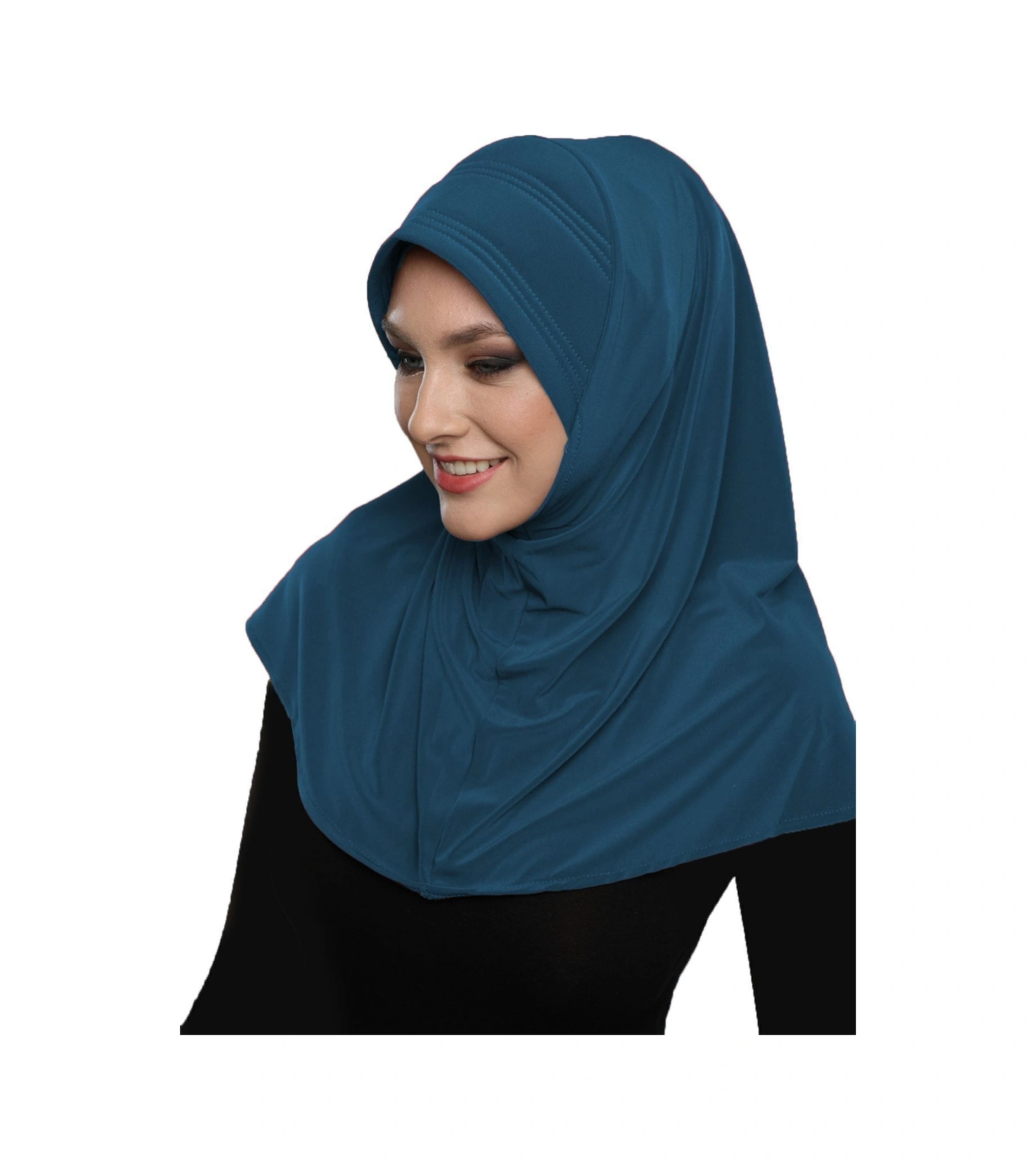 Takmatik Sade Petrol Hazır Türban Tesettür Havuz Bonesi Namaz Örtüsü Petrol