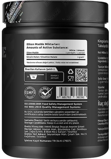 Kingsize Nutrition Citrulline Malate Powder 500 Gr