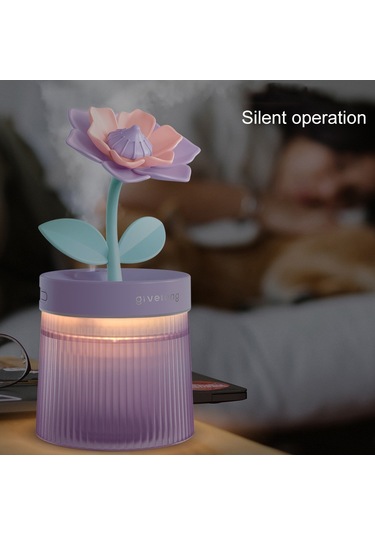 Çiçek Spreyi Nemlendirici Renkli Atmosfer Işığı Usb Aromaterapi Nemlendirici, Renk: Gardenya Moru