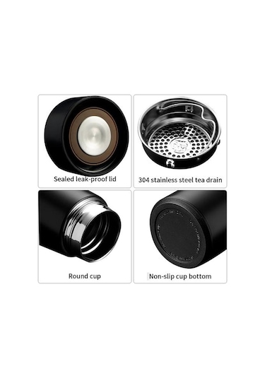 500 Ml Akıllı Su Şişesi Paslanmaz Çelik Termos Fincan Kahve Çay Kupalar Lcd Sıcaklık Ekran Sızdırmaz Spor Vakum Şişeler Su Şişeleri Antrasit - Siyah