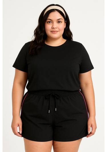 Siyah Büyük Beden Kadın Deniz Şortu Büyük Beden Şort 2xl-7xl Siyah