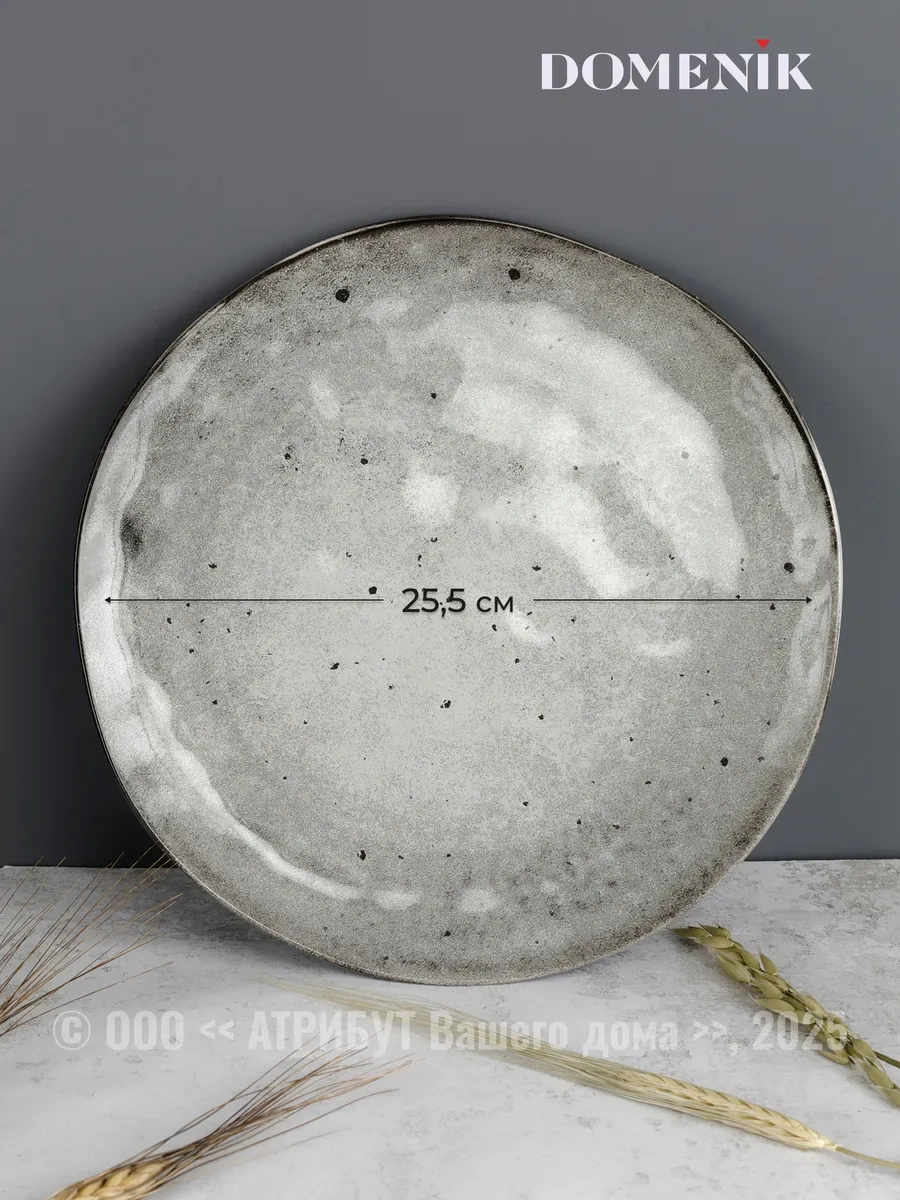 Domenik Stone 25.5 Cm Seramik Yemek Tabağı 2'li Paket 262597986 Gri