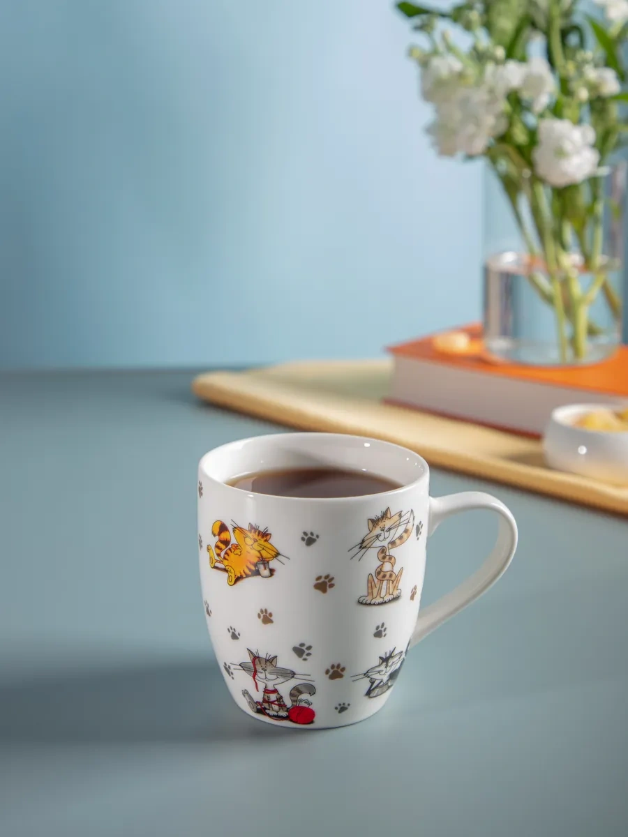 Lefard Çay Ve Kahve İçin "neşeli Arkadaşlar" Porselen Kupa 440 Ml 150597476 Beyaz